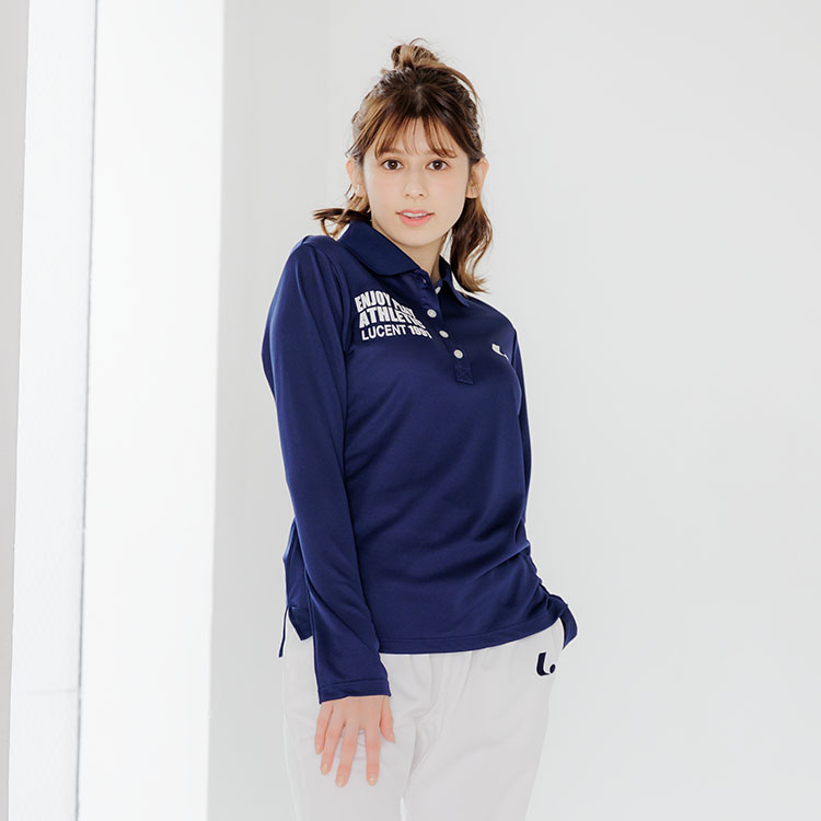 ネイビー コットン ポロシャツ 長袖 Ladies 長袖ポロシャツ XLP492 | ルーセント(LUCENT)